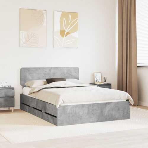 vidaXL Cadre de lit Gris béton 150 x 200 cm Bois Ingénierie