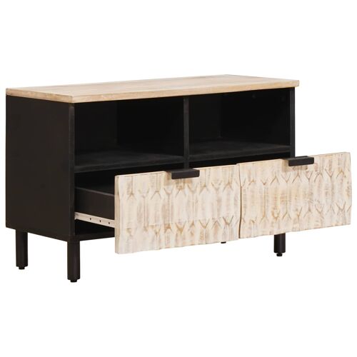 vidaXL Meuble TV avec tiroir Finition Lavage Blanc 70 x 33,5 x 46 cm