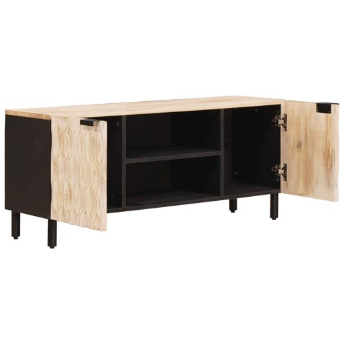 vidaXL Meuble TV avec étagère Finition Lavage Blanc 105 x 33,5 x 46 cm