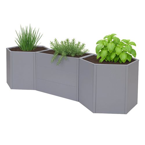 Lot De 3 Jardinières Sur Pied Hwc-P64, Jardinières Sur Pied En Métal Pour Légumes/Plantes, Bacs À Fleurs, Pots De Fleurs En Acier 77 X 286 X 88 Cm   Gris