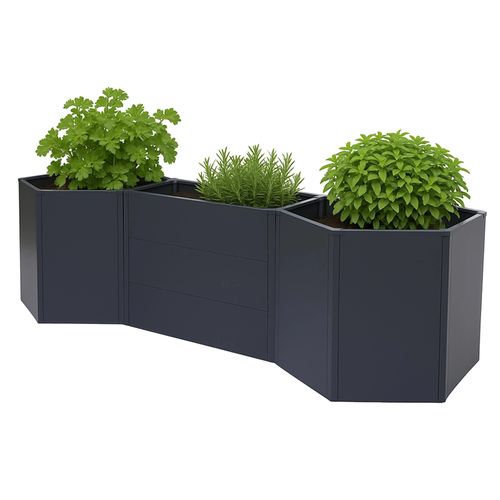 Lot De 3 Jardinières Sur Pied Hwc-P64, Jardinières Sur Pied En Métal Pour Légumes/Plantes, Bacs À Fleurs, Pots De Fleurs En Acier 77 X 286 X 88 Cm   Anthracite