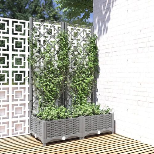 Prolenta Premium - Jardinière Avec Treillis Gris Clair 80x40x121,5 Cm Pp