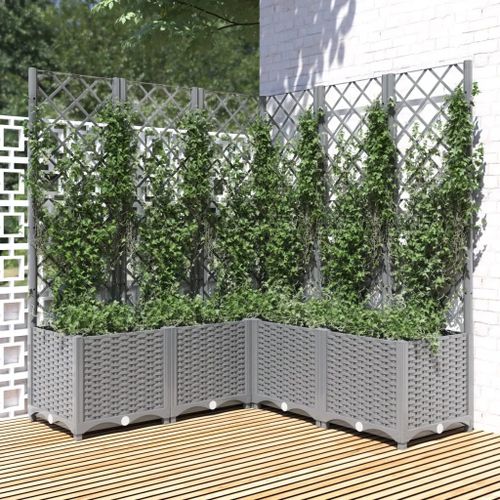 Prolenta Premium - Jardinière Avec Treillis Gris Clair 120x120x136cm Polypropylène