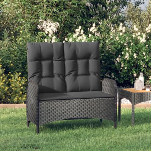 Prolenta Premium - Banc De Jardin Inclinable Avec Coussins 107 Cm Poly Rotin Noir
