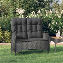 Prolenta Premium - Banc De Jardin Inclinable Avec Coussins 107 Cm Poly Rotin Noir