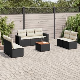 Prolenta Premium - Salon De Jardin 8 Pcs Avec Coussins Noir Résine Tressée