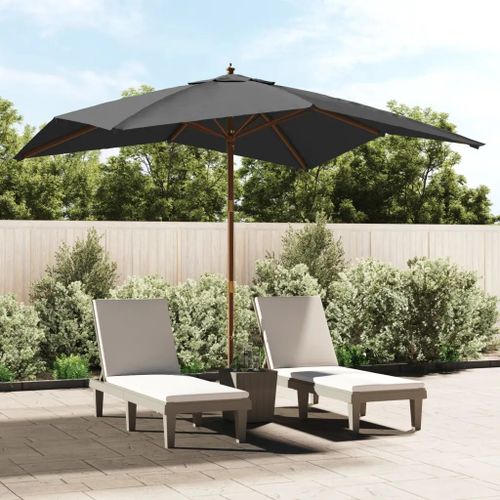 Prolenta Premium - Parasol De Jardin Avec Mât En Bois Anthracite 300x300x273 Cm