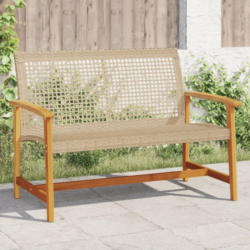 Prolenta Premium - Banc De Jardin Beige 112 Cm Résine Tressée Et Bois D'acacia