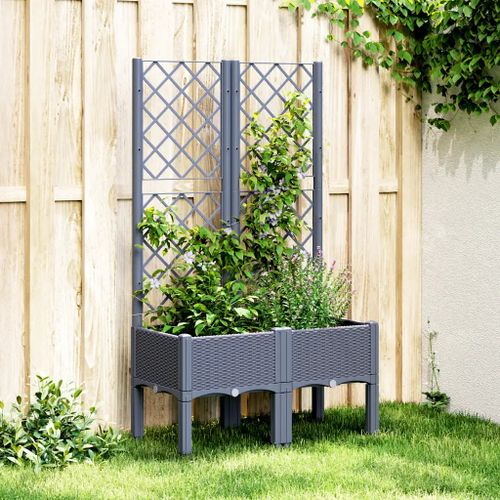 Prolenta Premium - Jardinière Avec Treillis Bleu Gris 80x40x142 Cm Pp