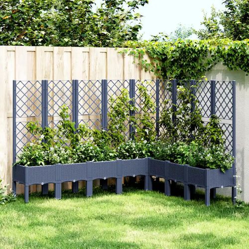 Prolenta Premium - Jardinière Avec Treillis Bleu Gris 200x160x142 Cm Pp