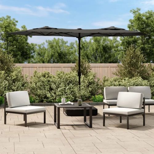 Prolenta Premium - Parasol De Jardin À Double Tête Avec Led Anthracite 316x145 Cm