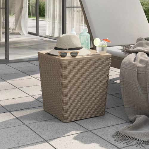 Prolenta Premium - Table De Jardin Avec Couvercle Amovible Marron Clair Pp