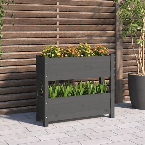 Prolenta Premium - Jardinière Gris 77x25x66 Cm Bois Massif De Pin