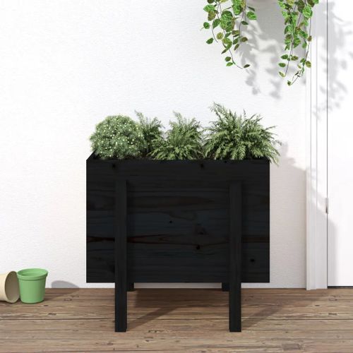 Prolenta Premium - Jardinière Noir 62x50x57 Cm Bois Massif De Pin