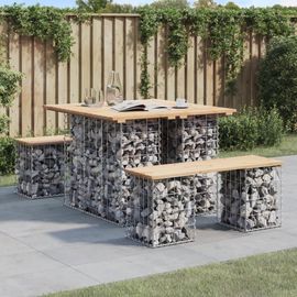 Prolenta Premium - Table De Jardin Gabion Design 100x102x72 Cm Bois Massif Pin