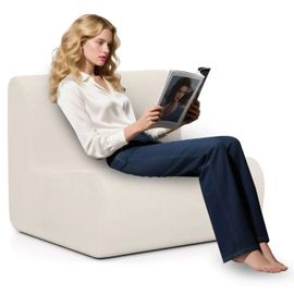 Canapé Simple COSTWAY Canapé Ergonomique Paresseux en Velours Doux pour Lire Beige
