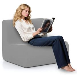 Canapé Simple COSTWAY Canapé Ergonomique Paresseux en Velours Doux pour Lire Gris