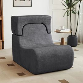 Canapé Simple COSTWAY Canapé Convertible Comfortable avec Appuie-tête Amovible,Housse Lavable en Velours Glacé Gris