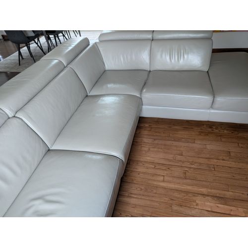 Canapé d'angle cuir gris clair