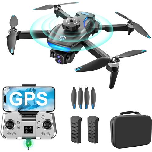 Drone Gps 4k, 5g Wifi Fpv Pliable Rc Quadcoptère, Moteur Sans Balais, 360° Évitement Des Obstacles, Retour Intelligent, Grip De Télécommande Rechargeable, 2 Batteries 40 Minutes