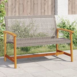 Prolenta Premium - Banc De Jardin Gris 112 Cm Résine Tressée Et Bois D'acacia