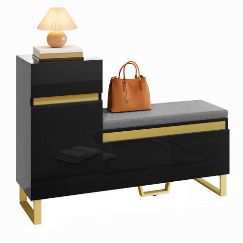 Meuble à chaussures grande capacité pour l'entrée, meuble de rangement à plusieurs niveaux, meuble d'entrée moderne et minimaliste, meuble de rangement avec tiroirs et portes