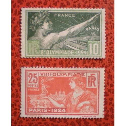 Jeux Olympiques De Paris - Jo - Lot De 2 Timbres Sur Charnière Ou Avec Trace Ou Sans Gomme - France - Année 1924