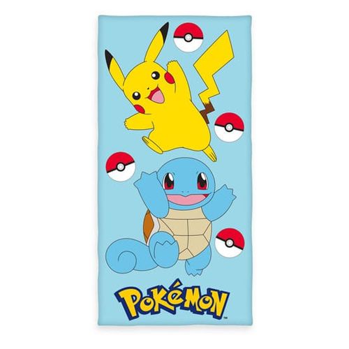 Pokemon Serviette De Bain Pikachu & Carapuce 75 X 150 Cm