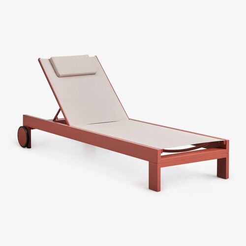 Chaise Longue Inclinable En Aluminium Avec Coussin Akelia Terracota
