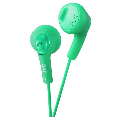 Écouteurs intra-auriculaires JVC Gumy HA-F160 avec câble de 1 mètre, compatibles Android, iPhone, ordinateurs, ordinateurs portables, consoles et autres appareils, verts.