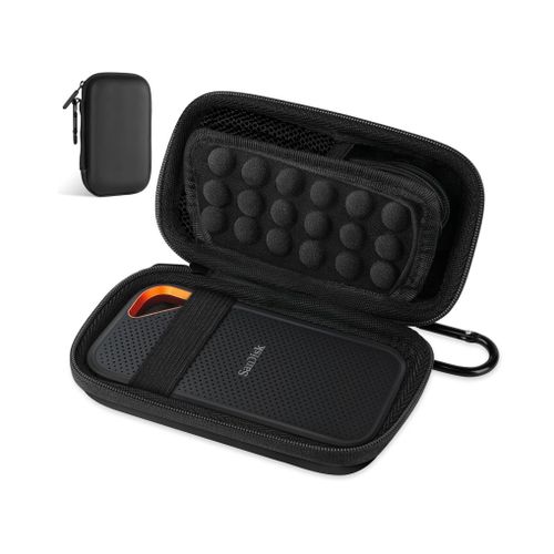 Étui pour disque dur externe portable SanDisk Extreme Pro/SanDisk Extreme Portable SSD 500 Go, 1 To et 2 To ; étui de transport rigide avec housse de protection et sac de rangement ¿ ¿¿Noir
