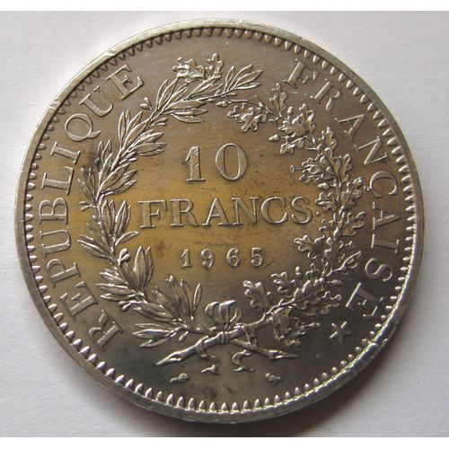 Pièce De Monnaie Française De 10 Francs Hercule, 1965, Argent, Sup, (52).