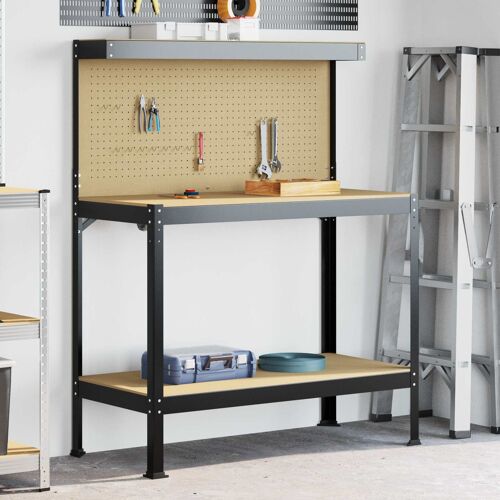 Vidaxl Bancs De Travail Noir 81 X 41 X 145 Cm Bois D'ingénierie