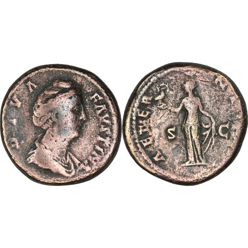 Rome - Sesterce - Faustine Mere - 147 Ad - Aeternitas Tenant Phénix - 33.47 G. - 27-283