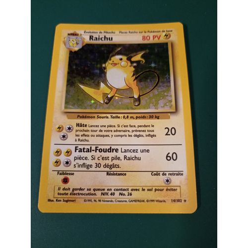 Carte Pokémon Raichu 14/102 - Holo - Set De Base