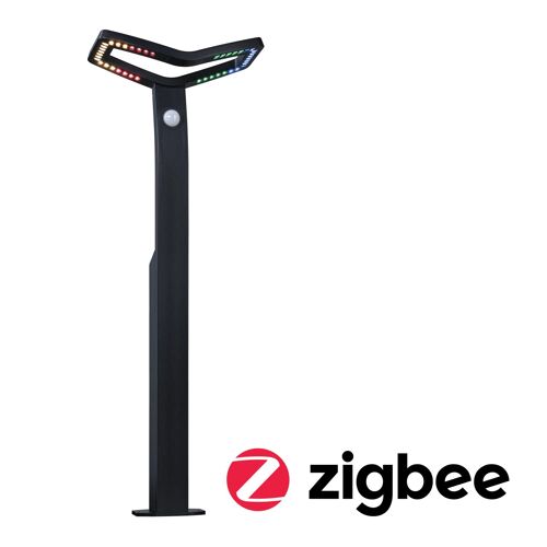 Borne Lumineuse Led Smart Home Zigbee 3.0 Alara Détecteur De Mouvement Crépusculaire (Ir) Ip44 Carré 665mm Rgbw+ 10w 450lm 230v Anthracite Métal