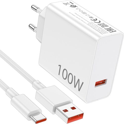 JGD-100W Chargeur Rapide pour Xiaomi POCO F8 Pro F8 Ultra 17Pro Max 17 15TPro,Chargeur Turbo Hypercharge avec 6A Câble USB C 1M pour Redmi Note 14 13 12 11Pro 14C Mi 14T 14 13T 13 Ultra POCO X7 F7 M7