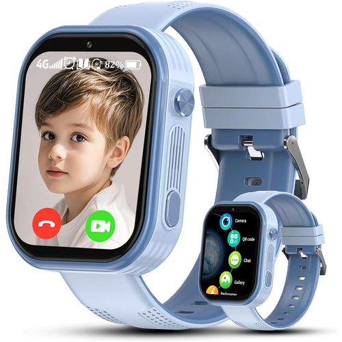 JGD-Montre Connectée Enfant GPS, Montre GPS Enfant 4G avec Chat Familial,SOS,Téléphone,Appels Vidéo HD,Étanche IP67, Montre Intelligente Enfants Cadeau pour 6-12 Ans