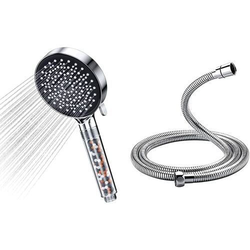 JGD-Pommeau de douche avec filtre - Pommeau De douche economie deau haute pression & GRIFEMA G851-20, Flexible de Douche Universel (G1/2 pouces, 2M), Tuyau de Douche Anti-Torsion