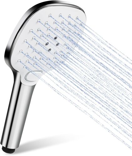 JGD-Pommeau de douche haute pression avec 3 types de jet (massage/pluie/mix), plateau de douche de 120 cm, douchette avec commutation en un clic, économe en eau et puissant, pour salle de bain et dou