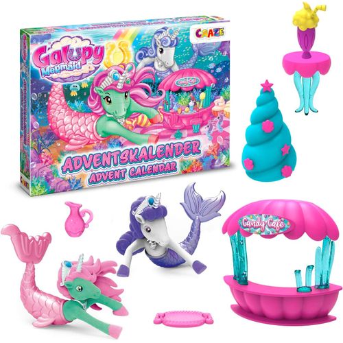 JGD-MERMAID Calendrier de l'Avent Fille avec Licorne Jouet, Calendrier de l'Avent Enfant avec Figurines Licorne à nageoire de Sirène