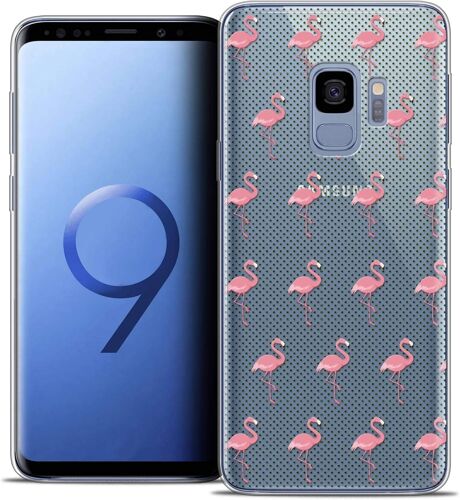 JGD-Coque pour Samsung Galaxy S9 (5.8) Housse Etui [Crystal Gel Motif HD Collection Pattern Design Les Flamants Roses Dots - Souple - Ultra Fin - Imprimé en France]