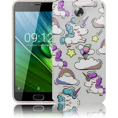 JGD-Convient pour Acer Liquid Z6 Plus Licorne Baby Nuages Arc-en-Ciel Unicorn Mignon Coque de Protection en Silicone Souple Housse de Protection Bumper Étui à Rabat pour téléphone Portable
