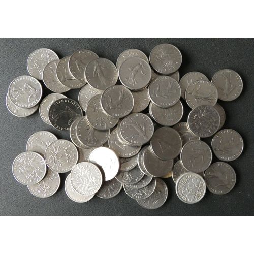 Lot De 59 Pièces De 50 Centimes Et 1/2 Francs. France. 1931 À 2000
