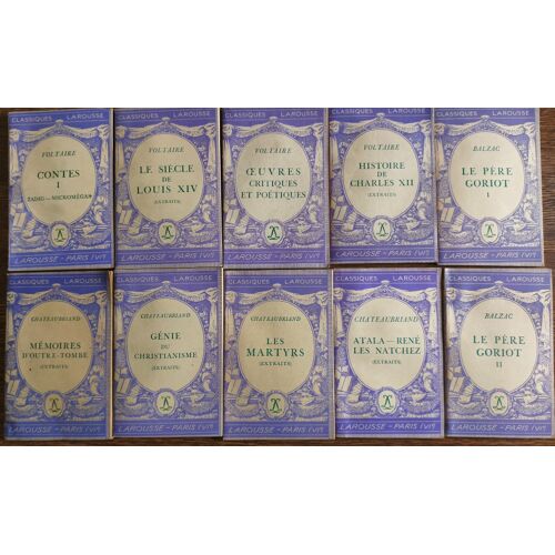 Lot De 10 Livrets "Classique Larousse"