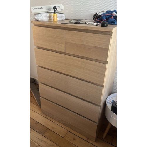 Commode IKEA MALM 6 tiroirs chêne 