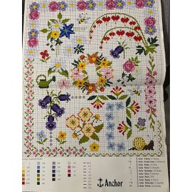 Schémas Point De Croix Motif Fleurs D'Été 2 Pages  Poids 20 G