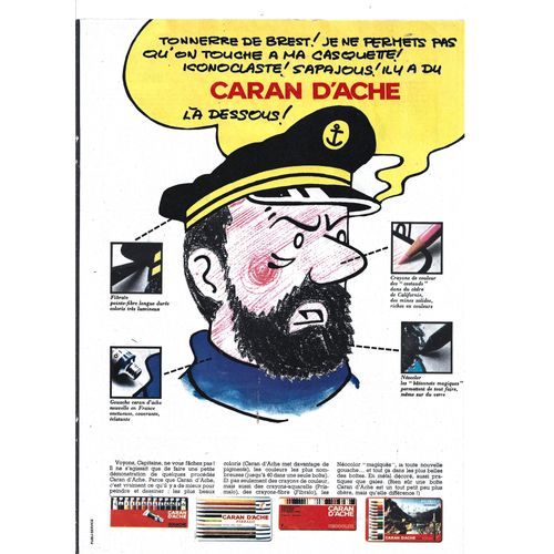 Publicité Papier Tintin, Caran D'Arche.