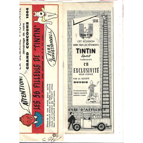 .Publicité Papier Tintin D'Hergé