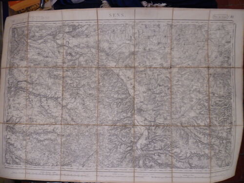 Carte D'Etat-Major - Sens - 1841 - Entoilée - Échelle 1/80.000 - Lemercier - Militaria - 90 X 60 Cm